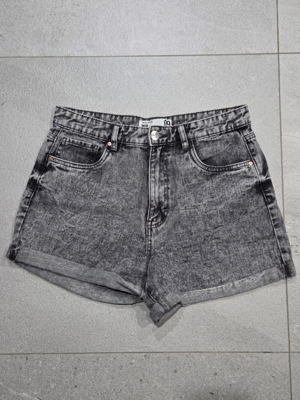 Women's Washed Black Denim Shorts